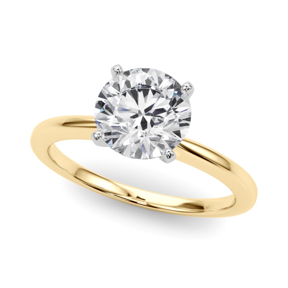Round 14k Yellow Gold Lab Grown 3ct Solitaire